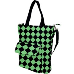 Block Fiesta Black And Mint Green Shoulder Tote Bag