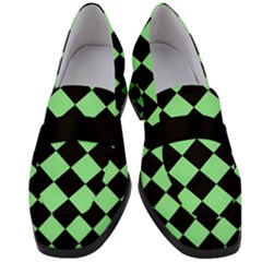 Block Fiesta Black And Mint Green Women s Chunky Heel Loafers