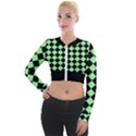 Block Fiesta Black And Mint Green Long Sleeve Cropped Velvet Jacket View1