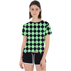 Block Fiesta Black And Mint Green Open Back Sport Tee