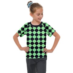 Block Fiesta Black And Mint Green Kids  Mesh Piece Tee