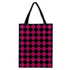 Block Fiesta Black And Peacock Pink Classic Tote Bag by FashionBoulevard