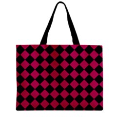 Block Fiesta Black And Peacock Pink Zipper Mini Tote Bag by FashionBoulevard