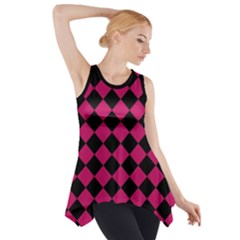 Block Fiesta Black And Peacock Pink Side Drop Tank Tunic by FashionBoulevard