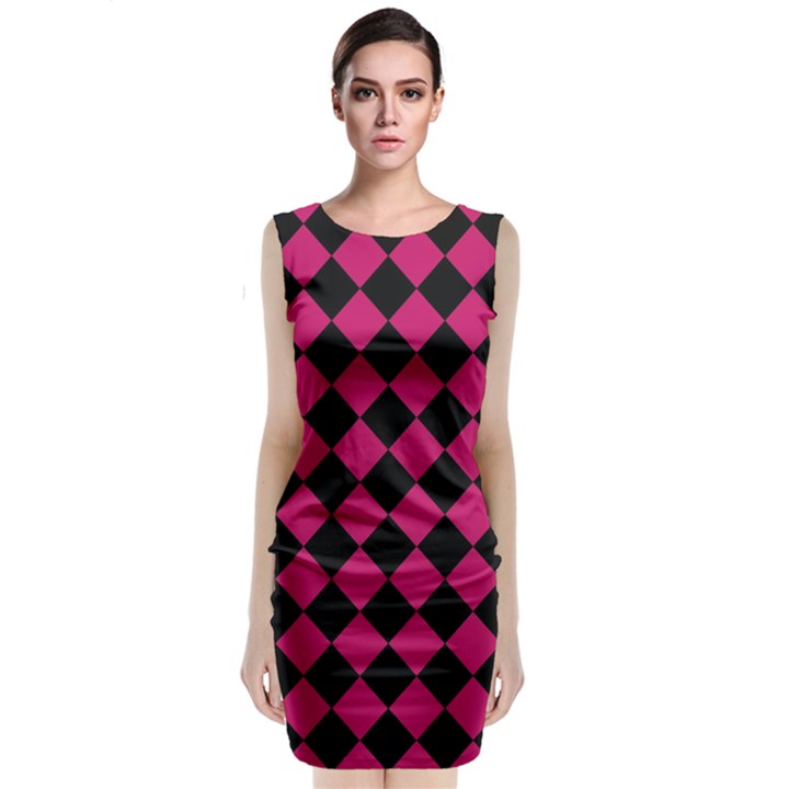 Block Fiesta Black And Peacock Pink Sleeveless Velvet Midi Dress