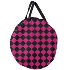 Block Fiesta Black And Peacock Pink Giant Round Zipper Tote by FashionBoulevard