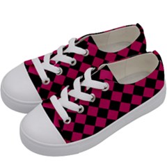 Block Fiesta Black And Peacock Pink Kids  Low Top Canvas Sneakers by FashionBoulevard