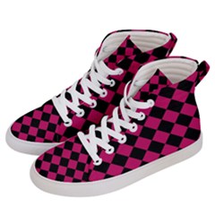 Block Fiesta Black And Peacock Pink Women s Hi-top Skate Sneakers by FashionBoulevard