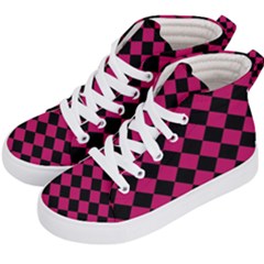 Block Fiesta Black And Peacock Pink Kids  Hi-top Skate Sneakers by FashionBoulevard