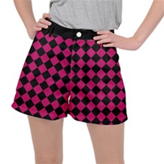 Block Fiesta Black And Peacock Pink Ripstop Shorts by FashionBoulevard