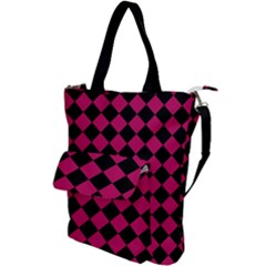 Block Fiesta Black And Peacock Pink Shoulder Tote Bag by FashionBoulevard