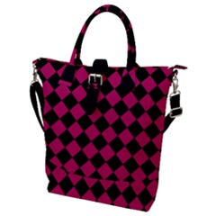 Block Fiesta Black And Peacock Pink Buckle Top Tote Bag by FashionBoulevard