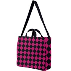 Block Fiesta Black And Peacock Pink Square Shoulder Tote Bag by FashionBoulevard