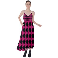 Block Fiesta Black And Peacock Pink Tie Back Maxi Dress by FashionBoulevard