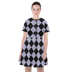 Block Fiesta Black And Silver Grey Sailor Dress by FashionBoulevard