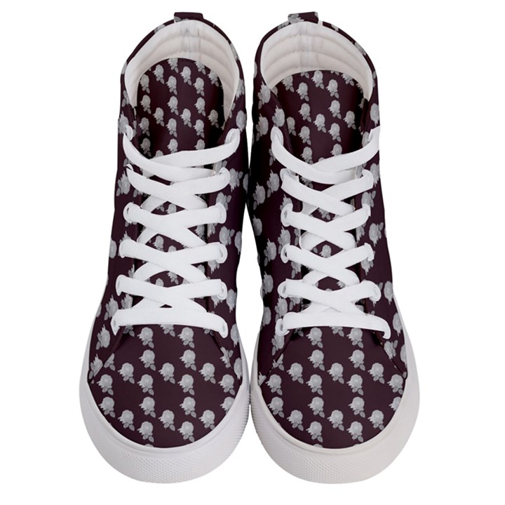 White Rose In Maroon Men s Hi-Top Skate Sneakers