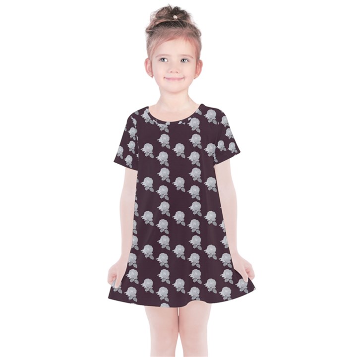 White Rose In Maroon Kids  Simple Cotton Dress