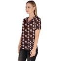 White Rose In Maroon Women s V-Neck Scrub Top View2