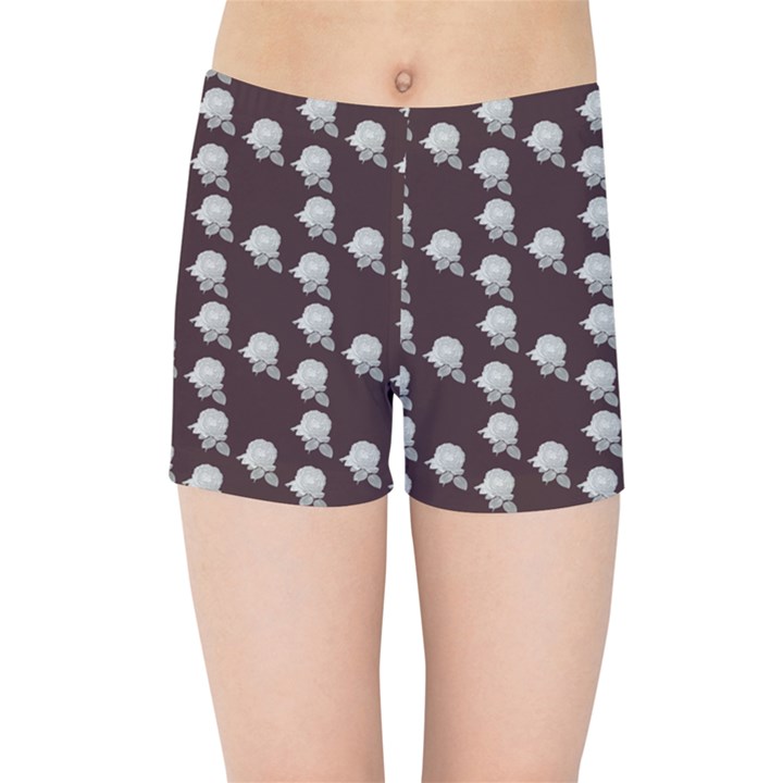 White Rose In Maroon Kids  Sports Shorts