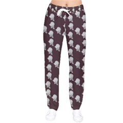 White Rose In Maroon Women Velvet Drawstring Pants by snowwhitegirl