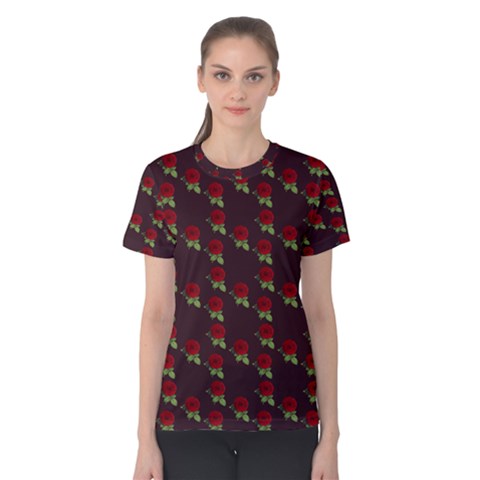 Rose Maroon Women s Cotton Tee by snowwhitegirl