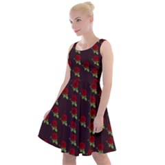 Rose Maroon Knee Length Skater Dress by snowwhitegirl