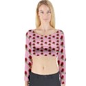 Rose In Pink Long Sleeve Crop Top View1