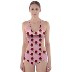 Rose In Pink Cut-out One Piece Swimsuit by snowwhitegirl