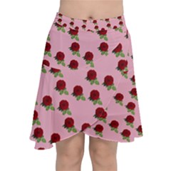 Rose In Pink Chiffon Wrap Front Skirt by snowwhitegirl