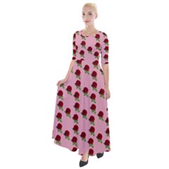 Rose In Pink Half Sleeves Maxi Dress by snowwhitegirl