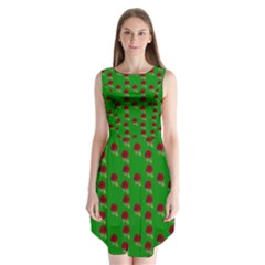 Rose In Green Sleeveless Chiffon Dress  