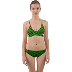 Rose In Green Wrap Around Bikini Set by snowwhitegirl