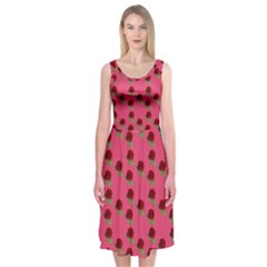 Rose In Mexican Pink Midi Sleeveless Dress by snowwhitegirl