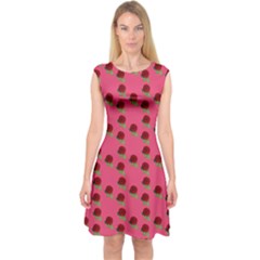 Rose In Mexican Pink Capsleeve Midi Dress