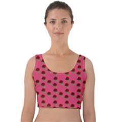 Rose In Mexican Pink Velvet Crop Top