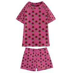 Rose In Mexican Pink Kids  Swim Tee and Shorts Set