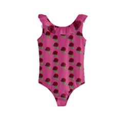 Rose In Mexican Pink Kids  Frill Swimsuit