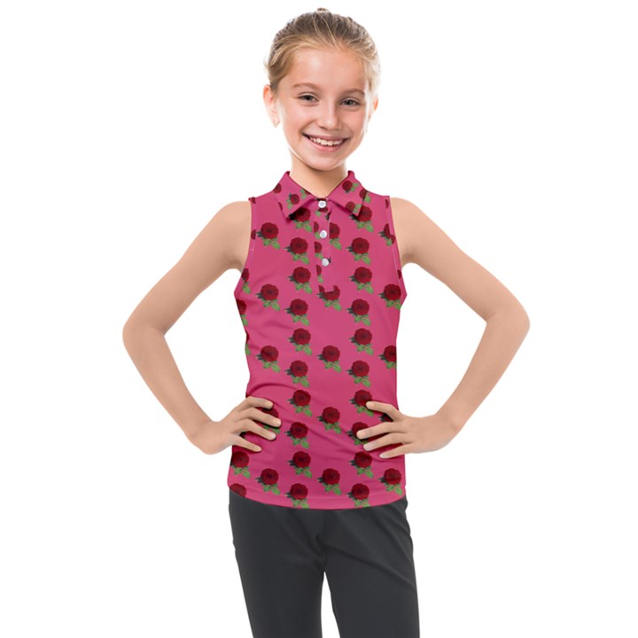 Rose In Mexican Pink Kids  Sleeveless Polo Tee