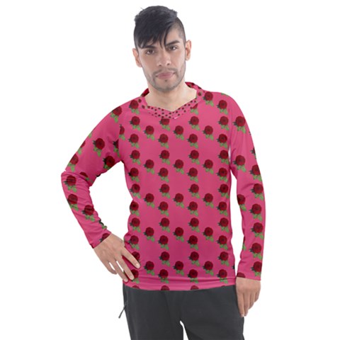 Rose In Mexican Pink Men s Pique Long Sleeve Tee by snowwhitegirl