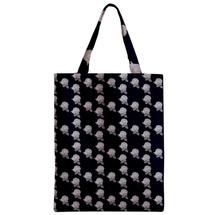 White Rose In Blue Zipper Classic Tote Bag