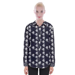 White Rose In Blue Womens Long Sleeve Shirt