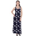 White Rose In Blue Sleeveless Velour Maxi Dress View1