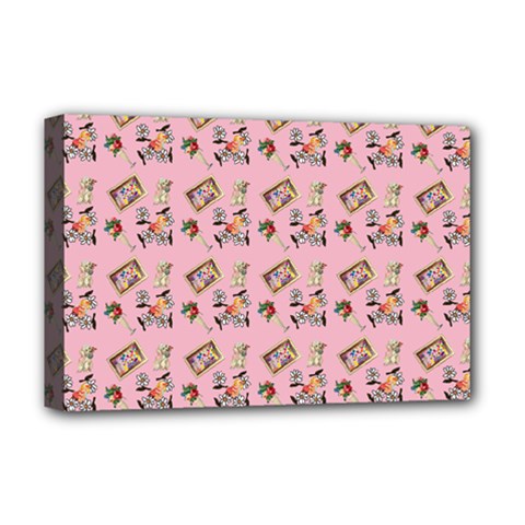 Robin Art Pink Pattern Deluxe Canvas 18  X 12  (stretched) by snowwhitegirl