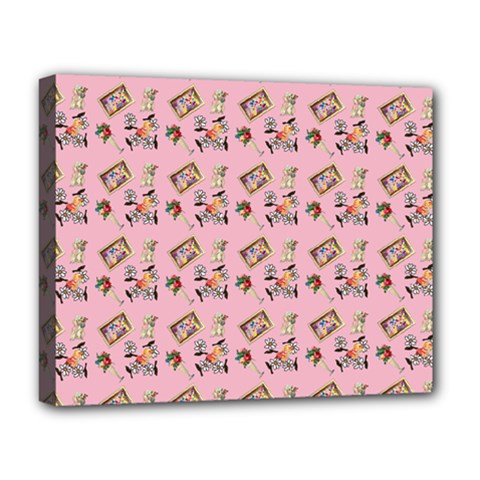 Robin Art Pink Pattern Deluxe Canvas 20  X 16  (stretched) by snowwhitegirl