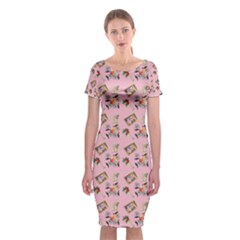 Robin Art Pink Pattern Classic Short Sleeve Midi Dress by snowwhitegirl