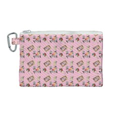 Robin Art Pink Pattern Canvas Cosmetic Bag (medium) by snowwhitegirl