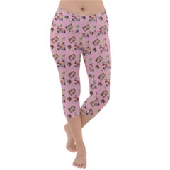 Robin Art Pink Pattern Lightweight Velour Capri Yoga Leggings by snowwhitegirl