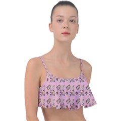 Robin Art Pink Pattern Frill Bikini Top by snowwhitegirl