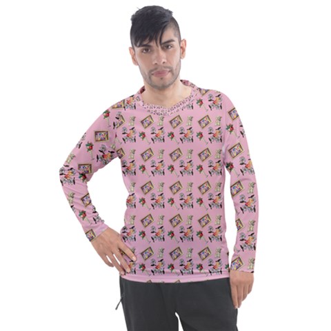 Robin Art Pink Pattern Men s Pique Long Sleeve Tee by snowwhitegirl