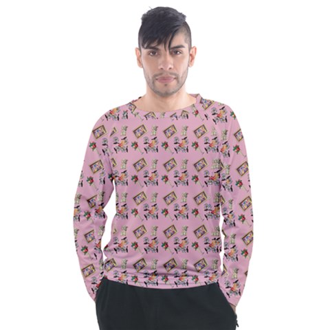 Robin Art Pink Pattern Men s Long Sleeve Raglan Tee by snowwhitegirl